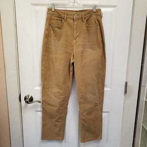 American Eagle Tan Mom Stretch Straight Leg High Rise Corduroy Jeans